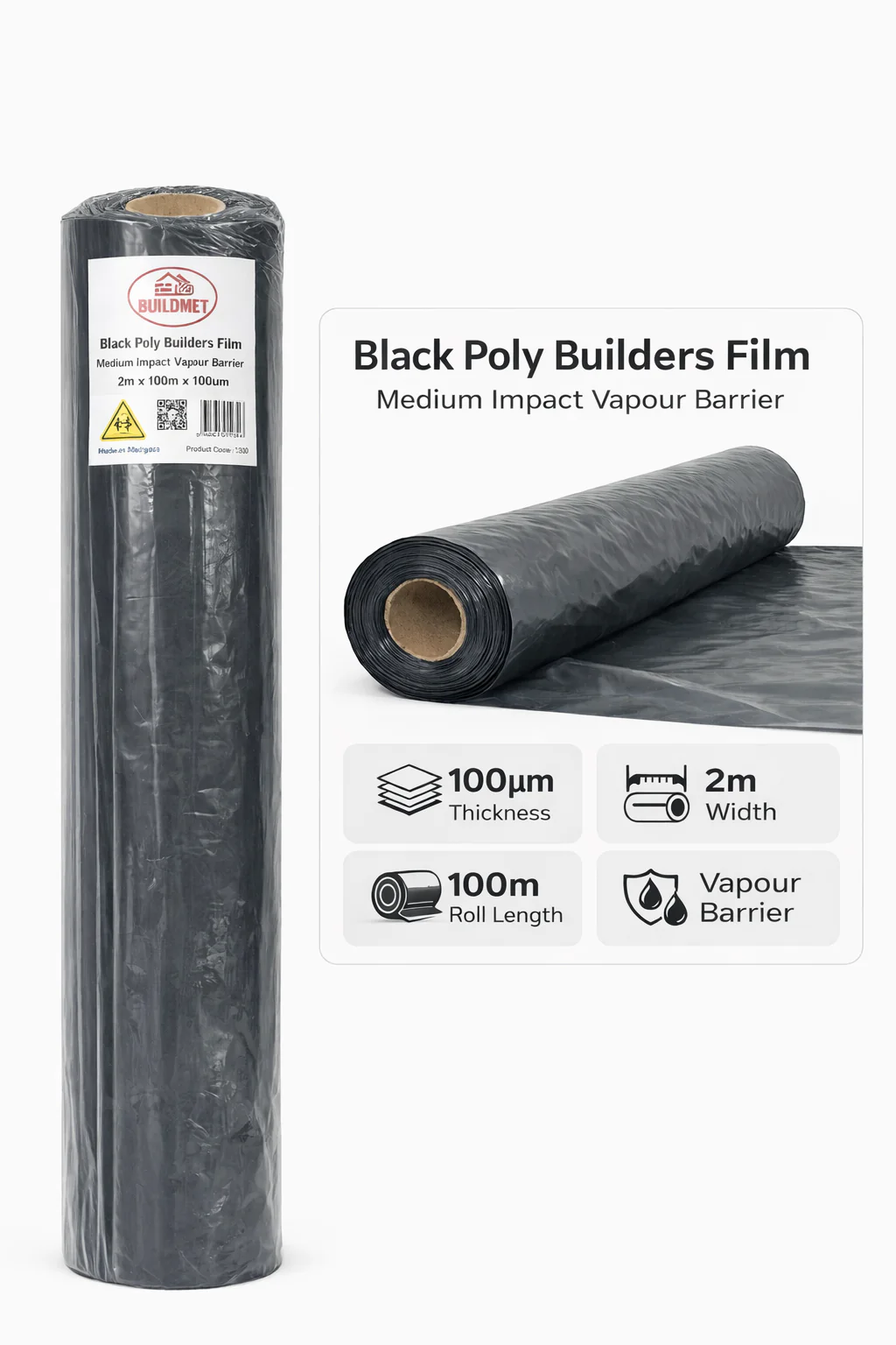 Builder Film 100um 2m x 100m Black